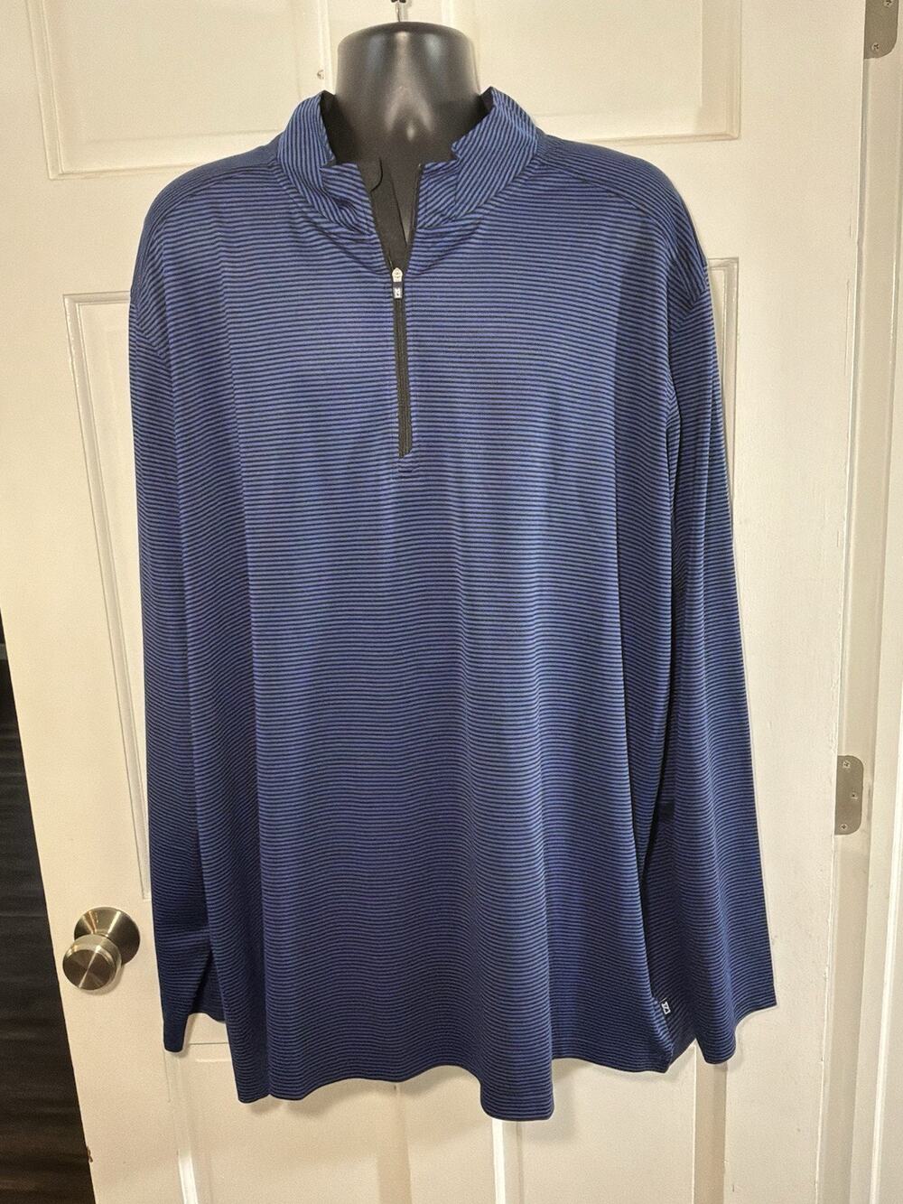 Men’s Cutter & Buck 3XT 3XL Tall Blue Striped Quarter Zip Golf Pullover